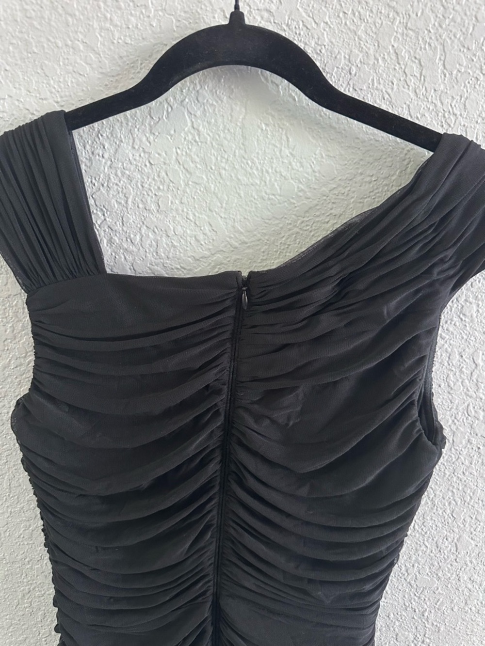 Tadashi Collection Black Ruched Cocktail Dress One Shoulder Jersey Bodycon M - Picture 7 of 14